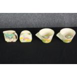 Four small items of Clarice Cliff Viscaria pattern. H.6cm. (largest).