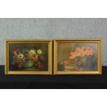 Two still lifes of flowers, within gilt frames. H.32 W.41cm. (each).