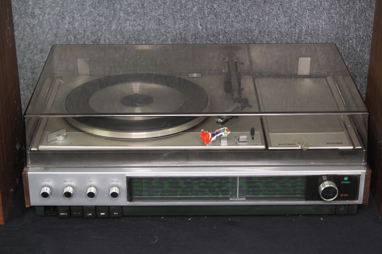 A Philips Automatic built-in turntable amp and radio, and a pair of Pioneer speakers. H.54 W.30 D. - Image 2 of 7