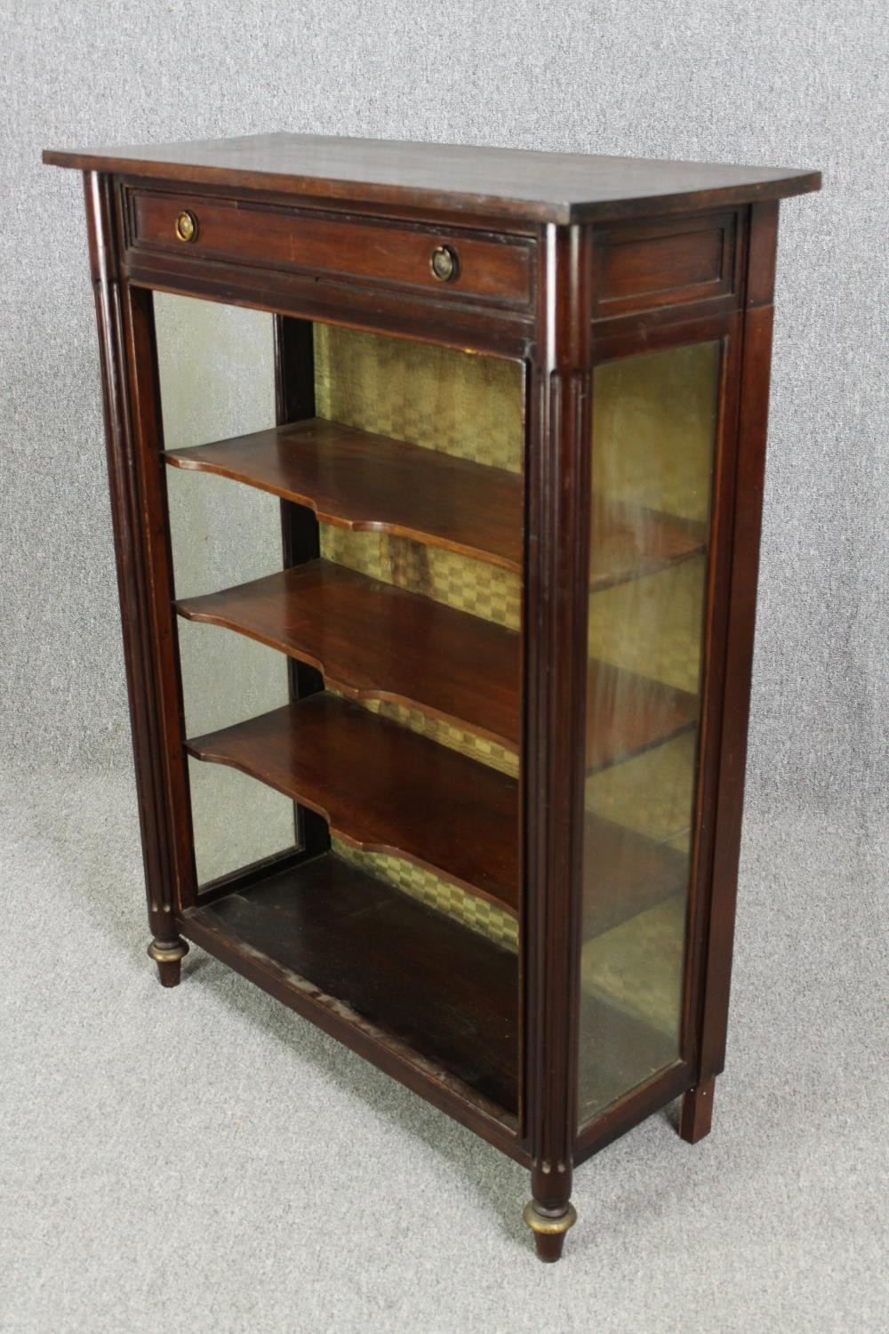 A late 19th century Continental mahogany dwarf open bookcase. H.120 W.89 D.36cm. - Image 2 of 6