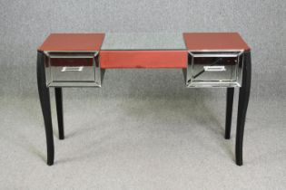 Desk or dressing table, contemporary glazed and painted. H.75 W.121 D.43cm.