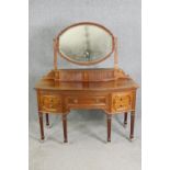 A George III style walnut dressing table, 20th century. H.164 W.136 D.63cm.