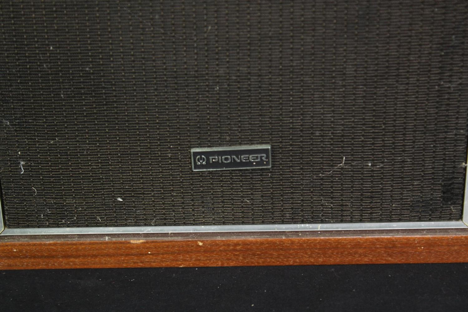 A Philips Automatic built-in turntable amp and radio, and a pair of Pioneer speakers. H.54 W.30 D. - Image 4 of 7