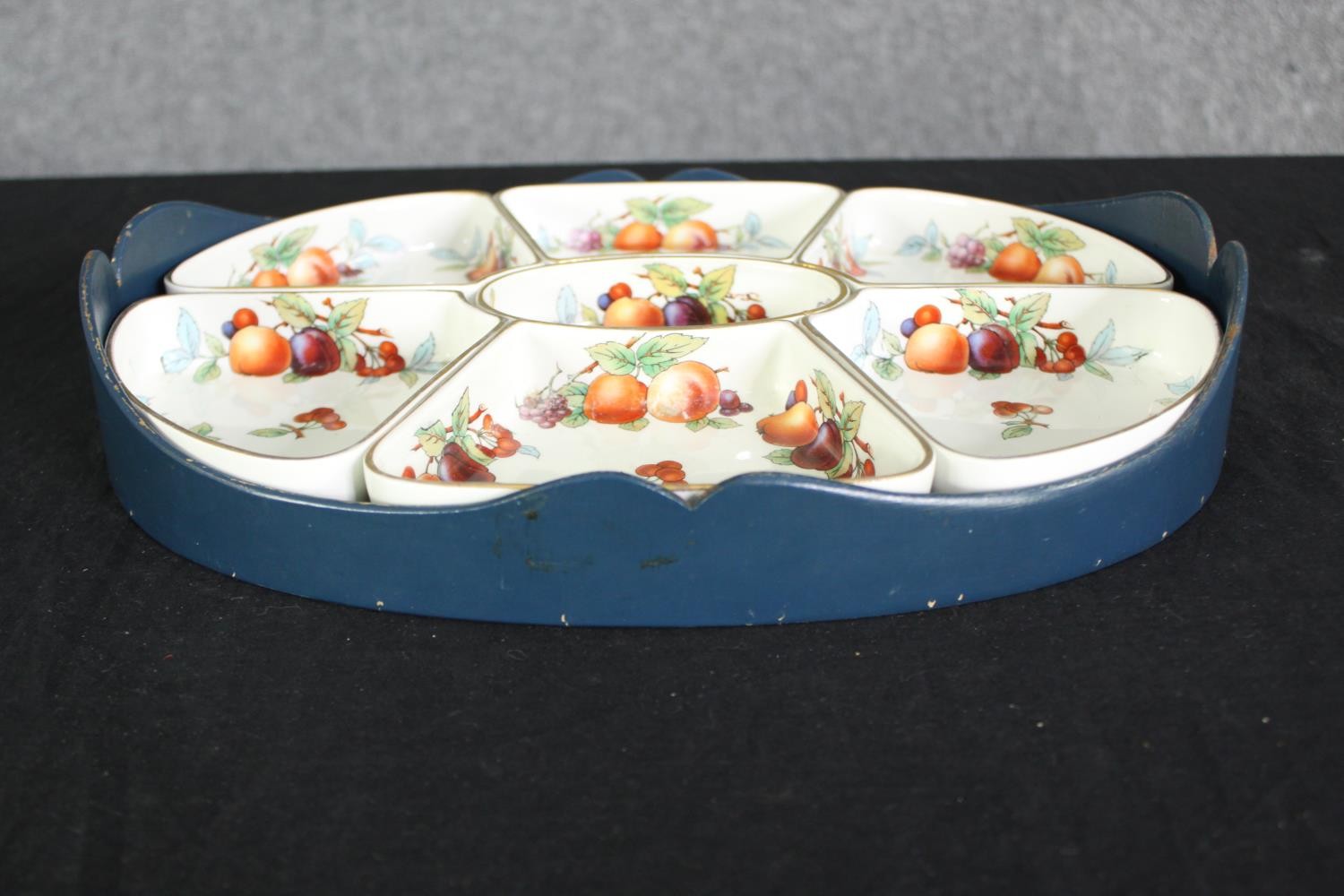 A set of Wedgwood Imperial porcelain serving dishes decorated with botanical fruits, within a fitted - Image 3 of 5