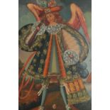 Cusco school, 20th century oil on canvas of archangel Gabriel. Signed Siglo and dated. Framed. H.