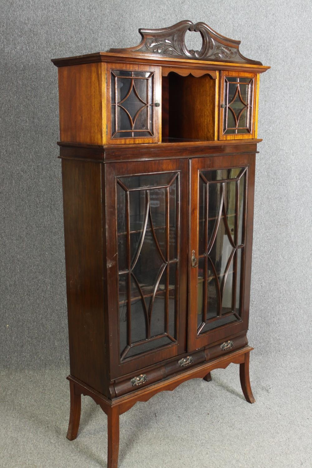 An Edwardian mahogany carved and glazed display cabinet, H.190 W.94 D.40cm. - Image 2 of 9
