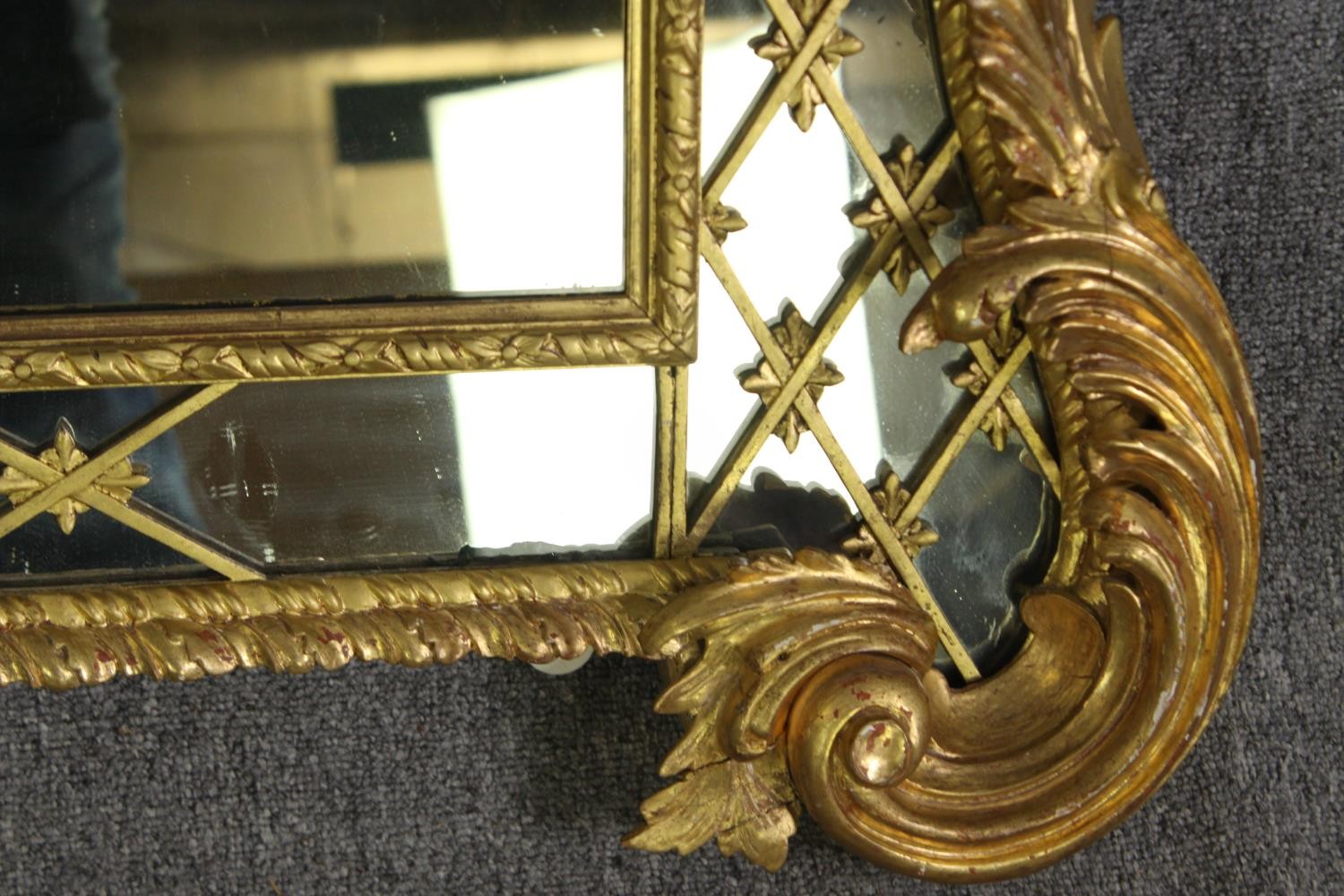A 19th century Régence style carved giltwood overmantel mirror. H.157 W.115cm. - Image 6 of 7
