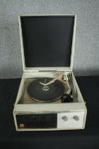 A vintage Garrard portable turntable / record player. H.19 W.40 D.45cm.