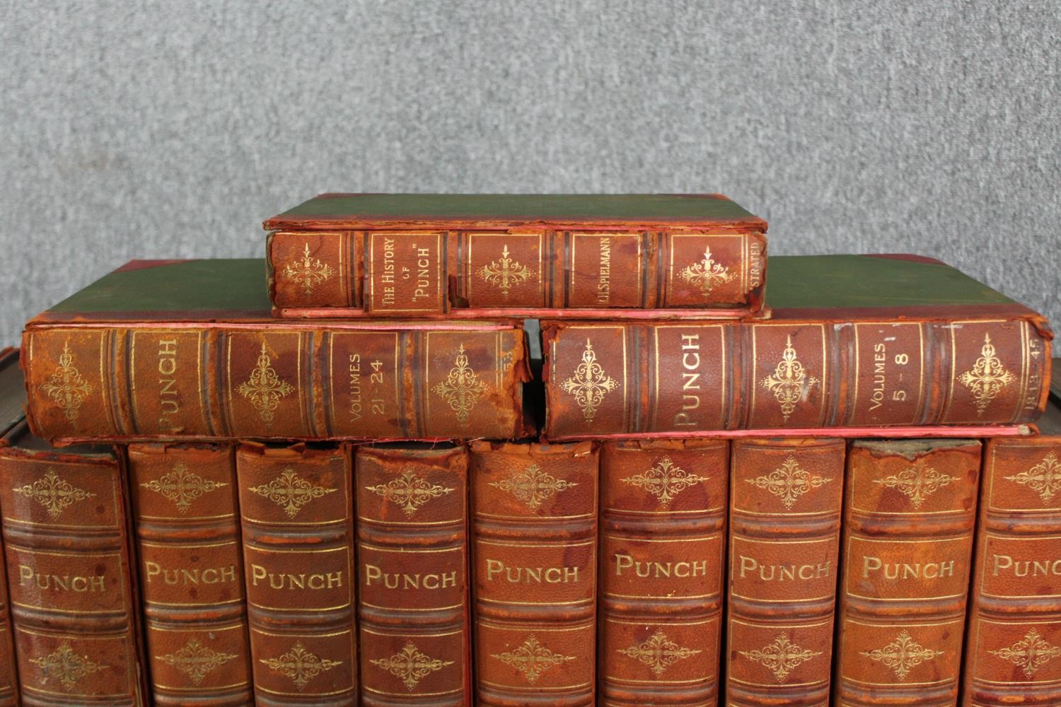 The History of Punch, late 19th century, volumes 1-100, complete set, leather bound. H.29 W.24cm. ( - Image 6 of 13