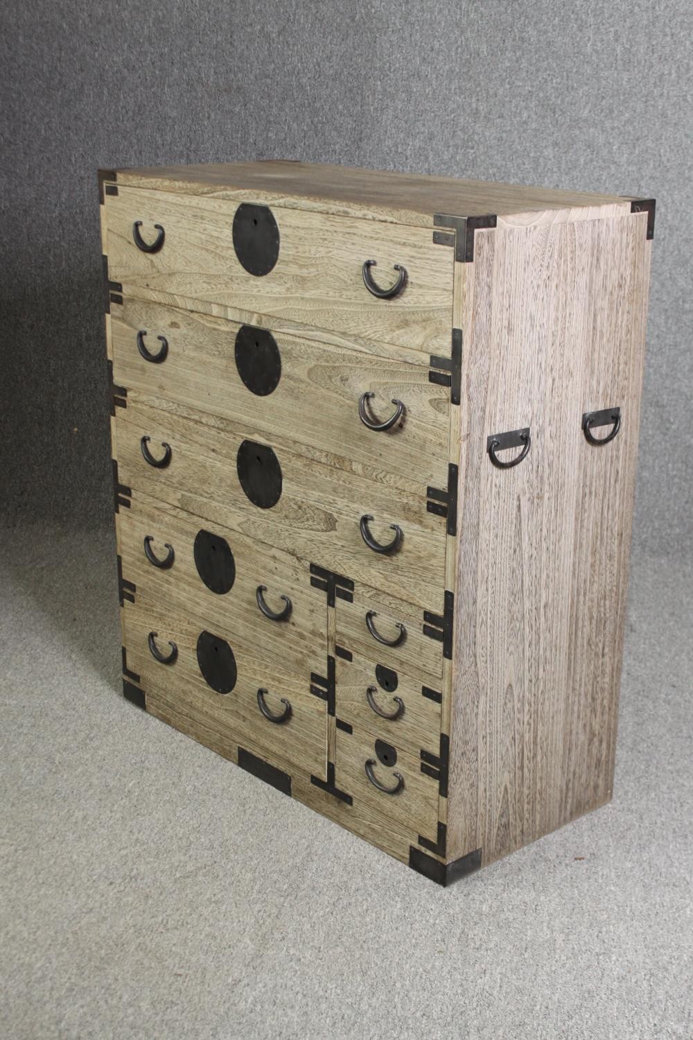 An Indonesian hardwood chest of drawers with metal mounts, H.102 W.90 D.41cm. - Image 3 of 6