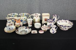 A mixed collection of Mason's Ironstone to include jugs, bowls, plates etc. Dia.25cm. (largest).