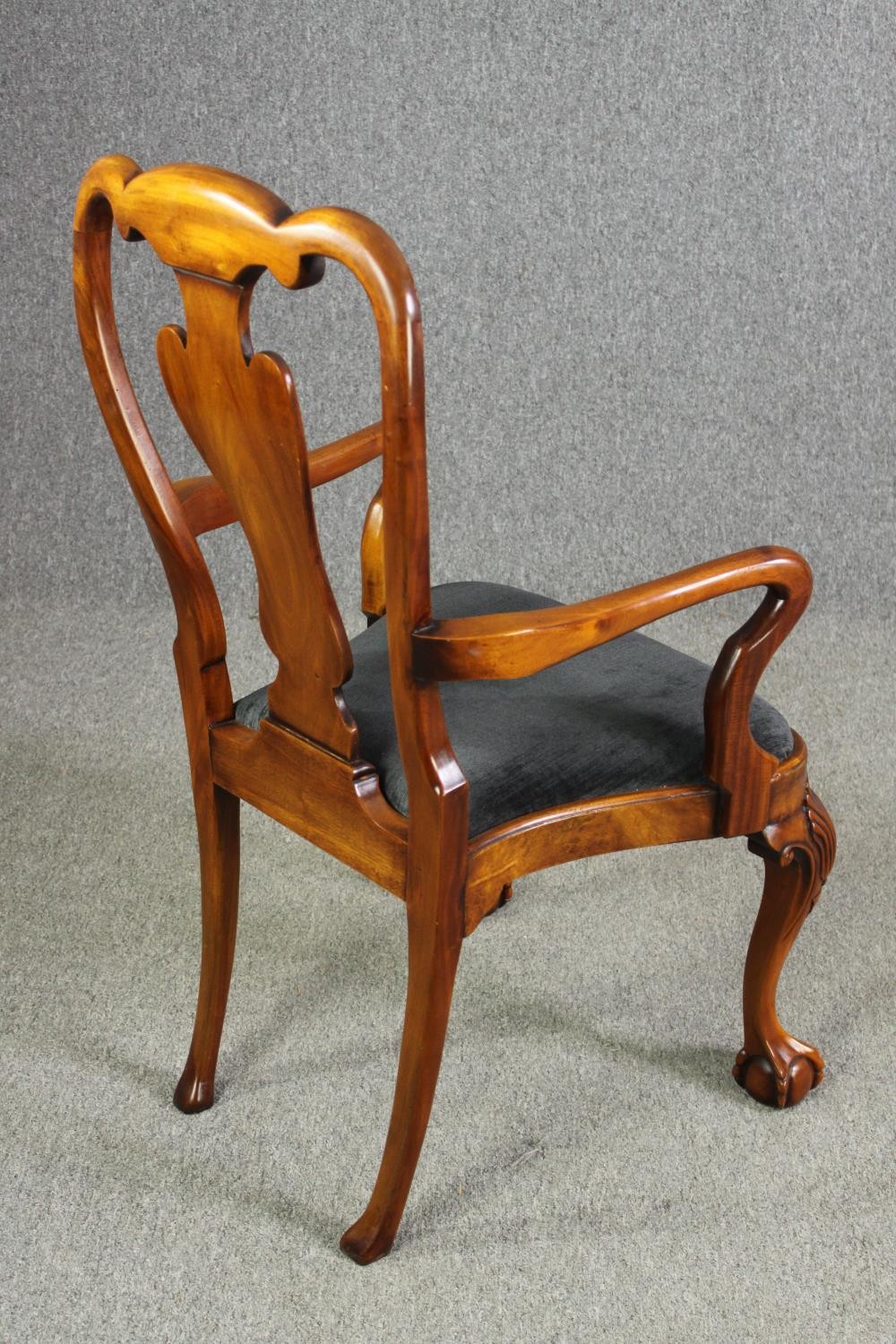 A set of ten George II style walnut and upholstered dining chairs, including two carvers - Image 10 of 15