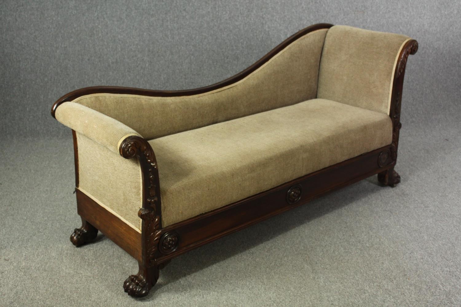 A Victorian style mahogany chaise longue, H.87 W.180 D.61cm. - Image 2 of 10