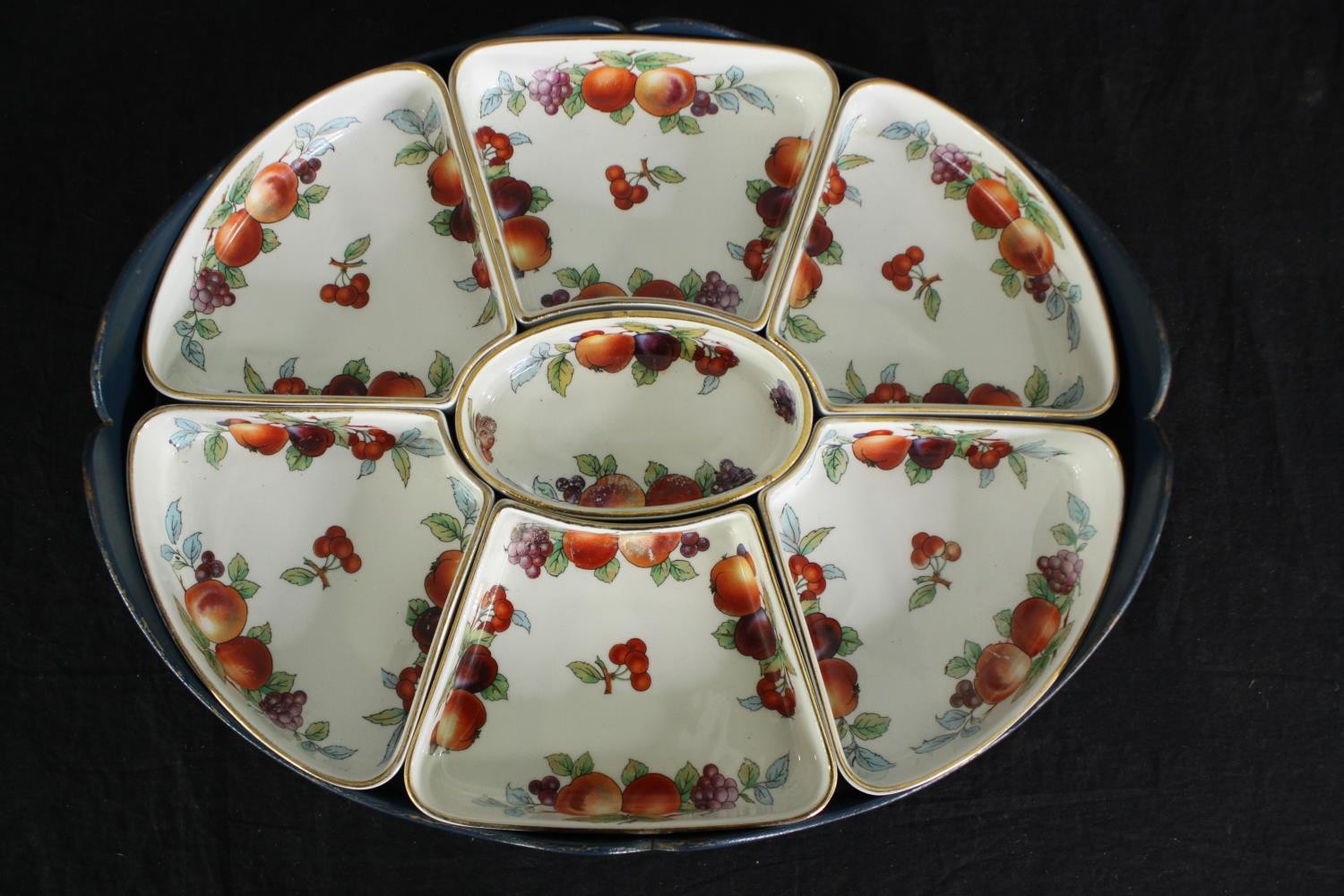 A set of Wedgwood Imperial porcelain serving dishes decorated with botanical fruits, within a fitted - Image 2 of 5