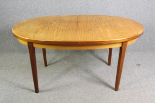 Dining table, mid century teak with integral butterfly extension leaf. H.75 W.197 (ext) D.92cm.