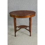 A burr wood side table, 19th century, in the George III style. H.74 W.80 D.53cm.