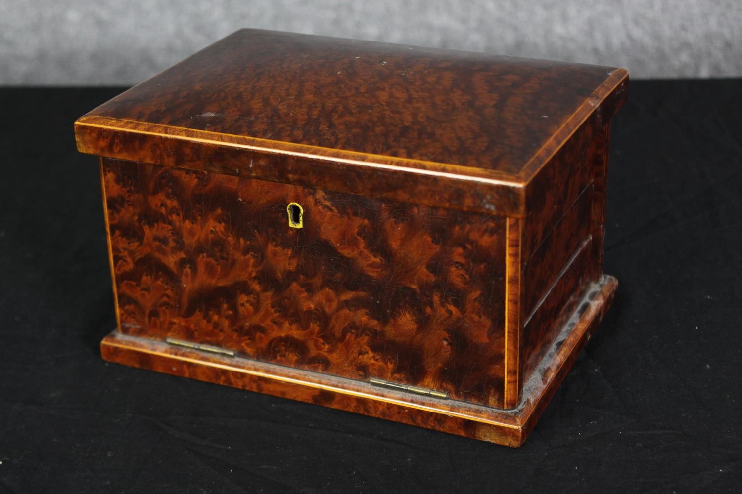 A burr yewwood travelling box, late 19th/early 20th century, H.12 W.20 D.15cm. - Image 3 of 8