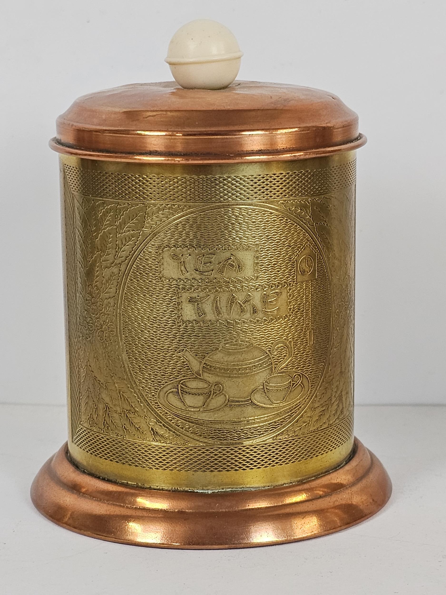 A quantity of commemorative brass and copper tea caddys and caddy spoons - Image 9 of 11