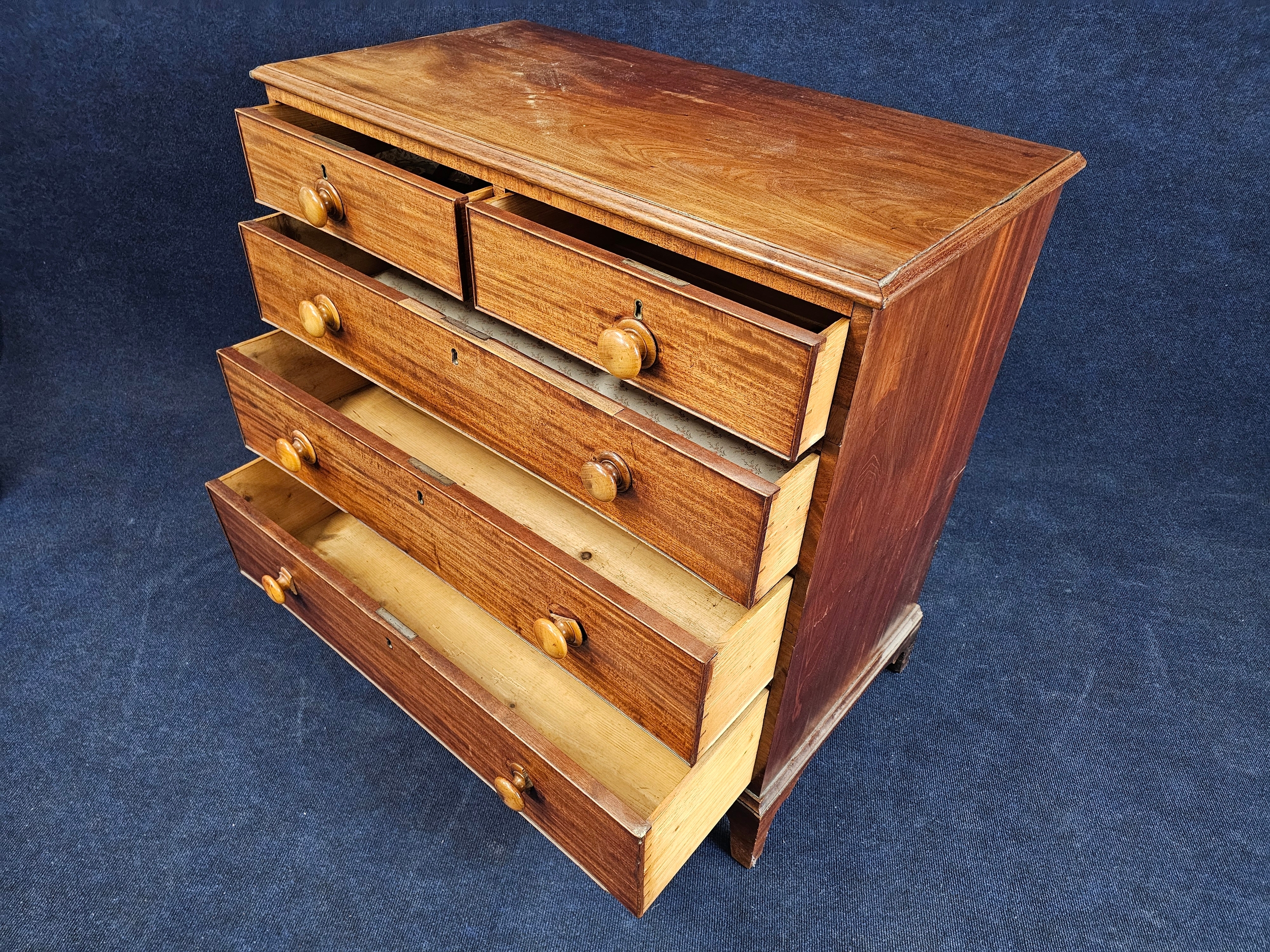 A Victorian mahogany chest, in two sections, possibly used for campaigns. H.95 W.99 D.55cm. - Image 5 of 10