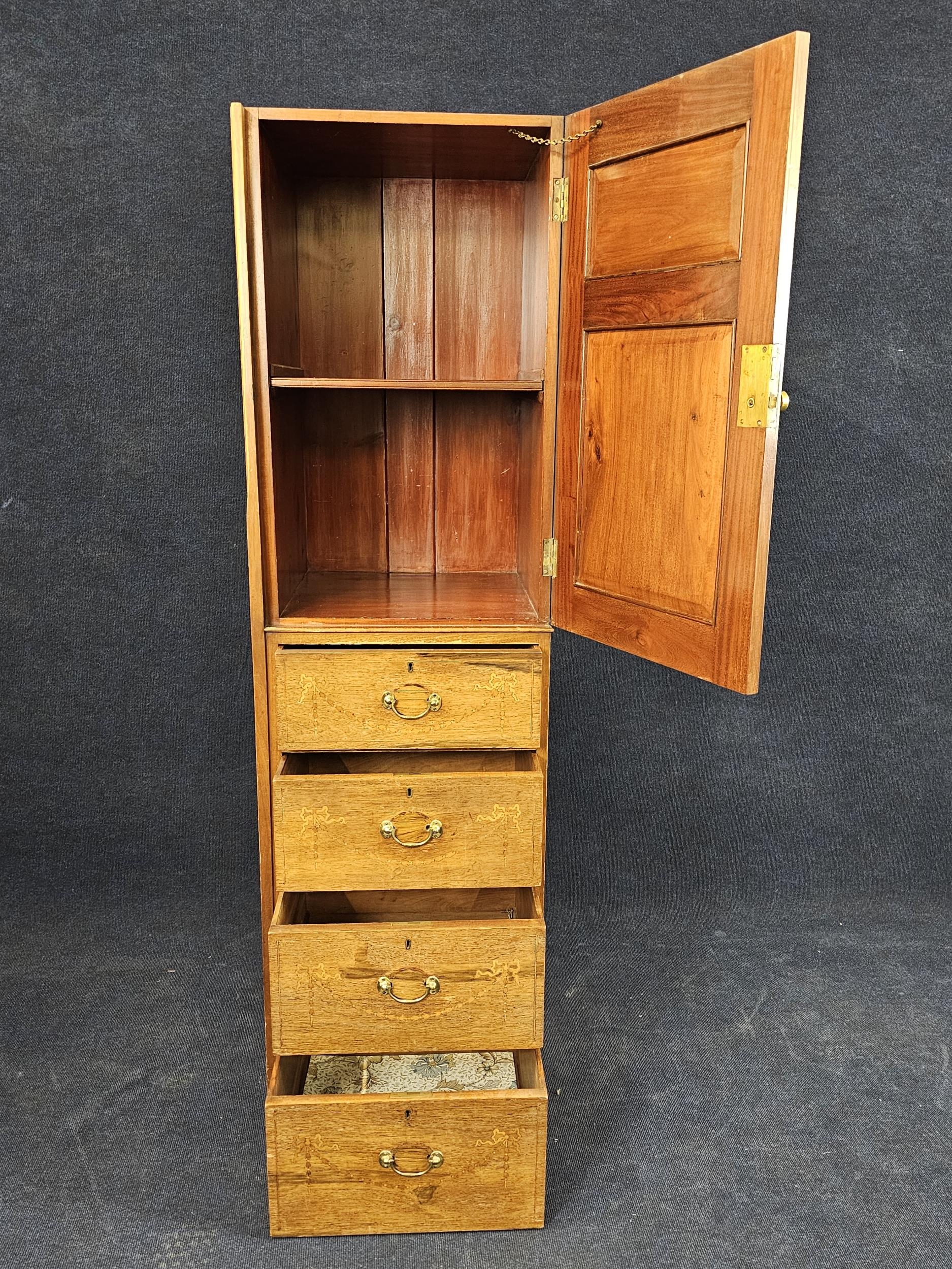 A narrow cabinet, rosewood and mahogany, with inlaid decoration, late 19th century (adapted) H.154 - Image 6 of 7