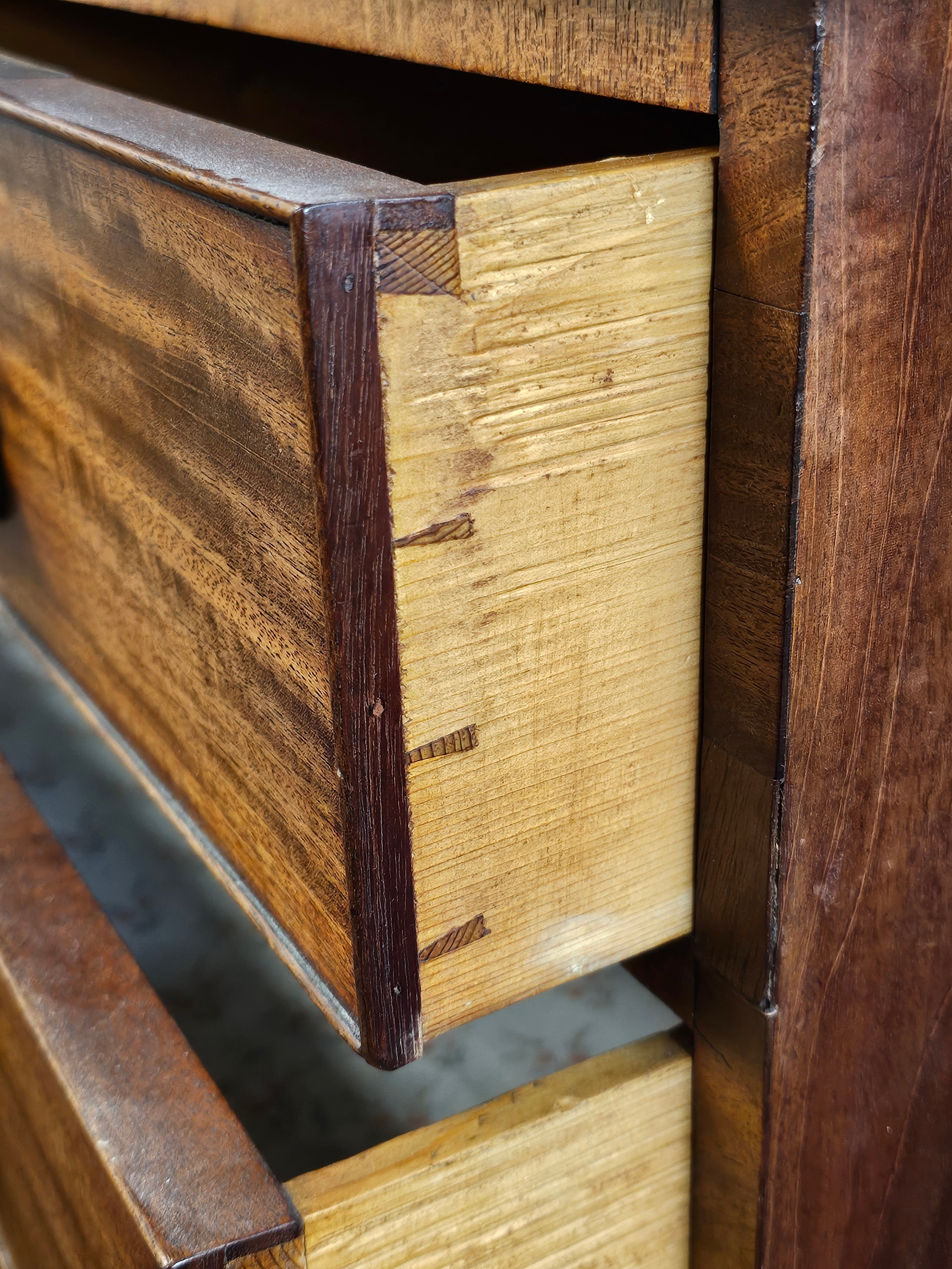 A Victorian mahogany chest, in two sections, possibly used for campaigns. H.95 W.99 D.55cm. - Image 6 of 10