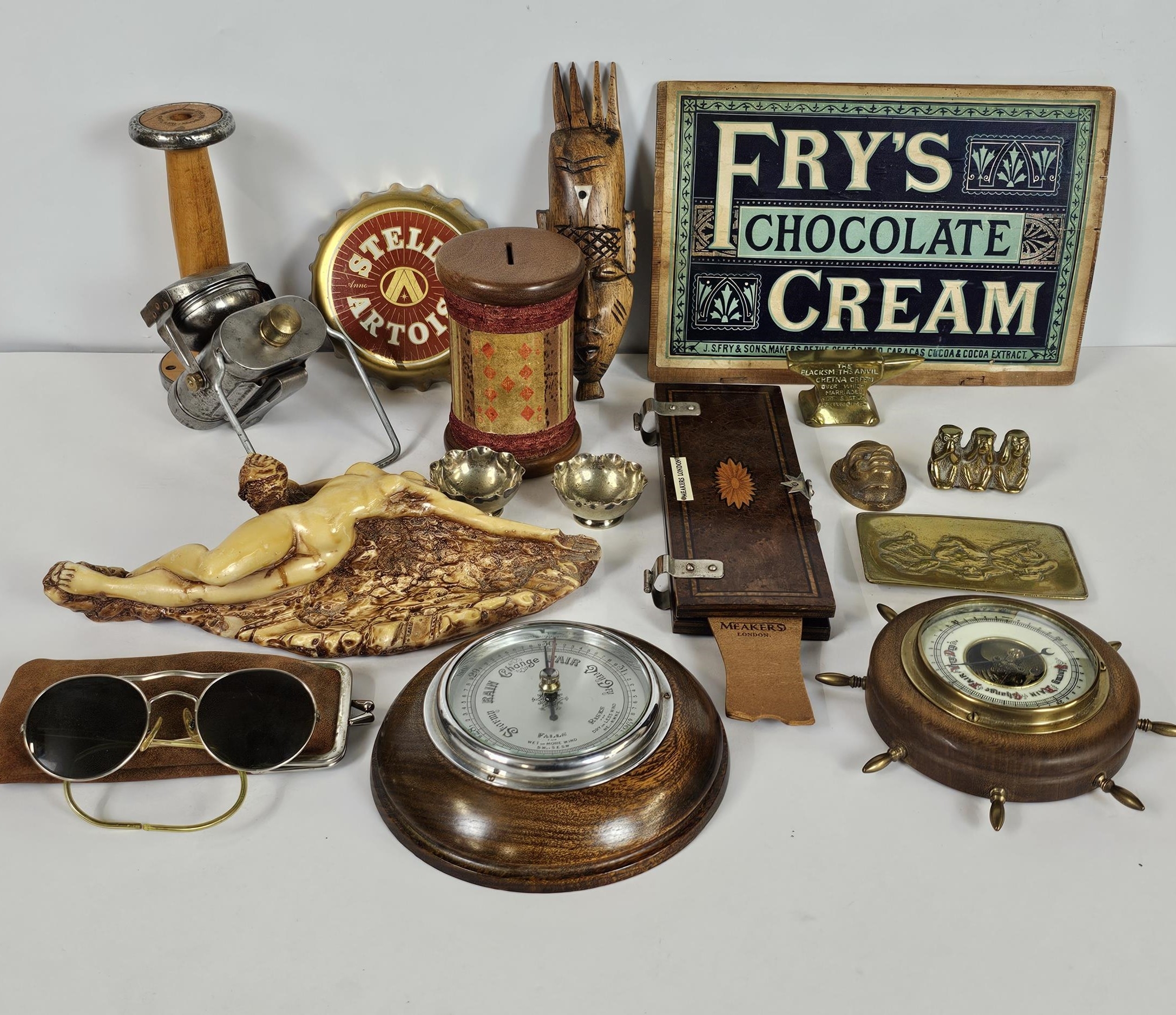 Large qty of collectables including a vintage cycle lamp.