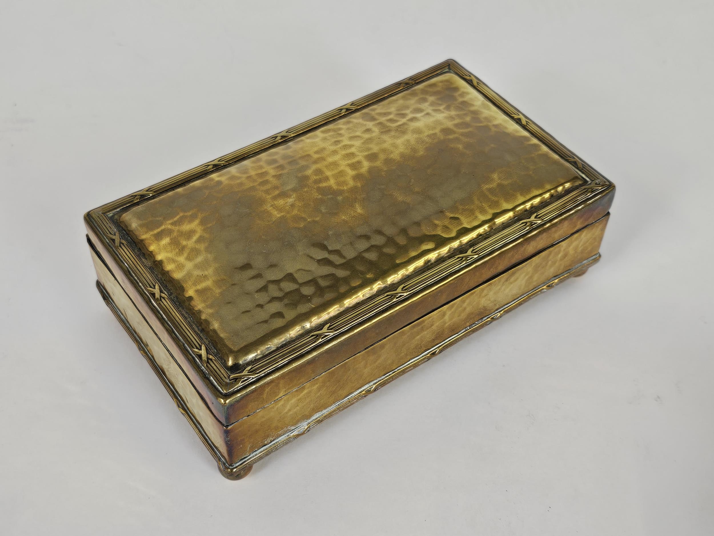A good collection of brass boxes including a Trench Art cigarette box. - Image 4 of 9