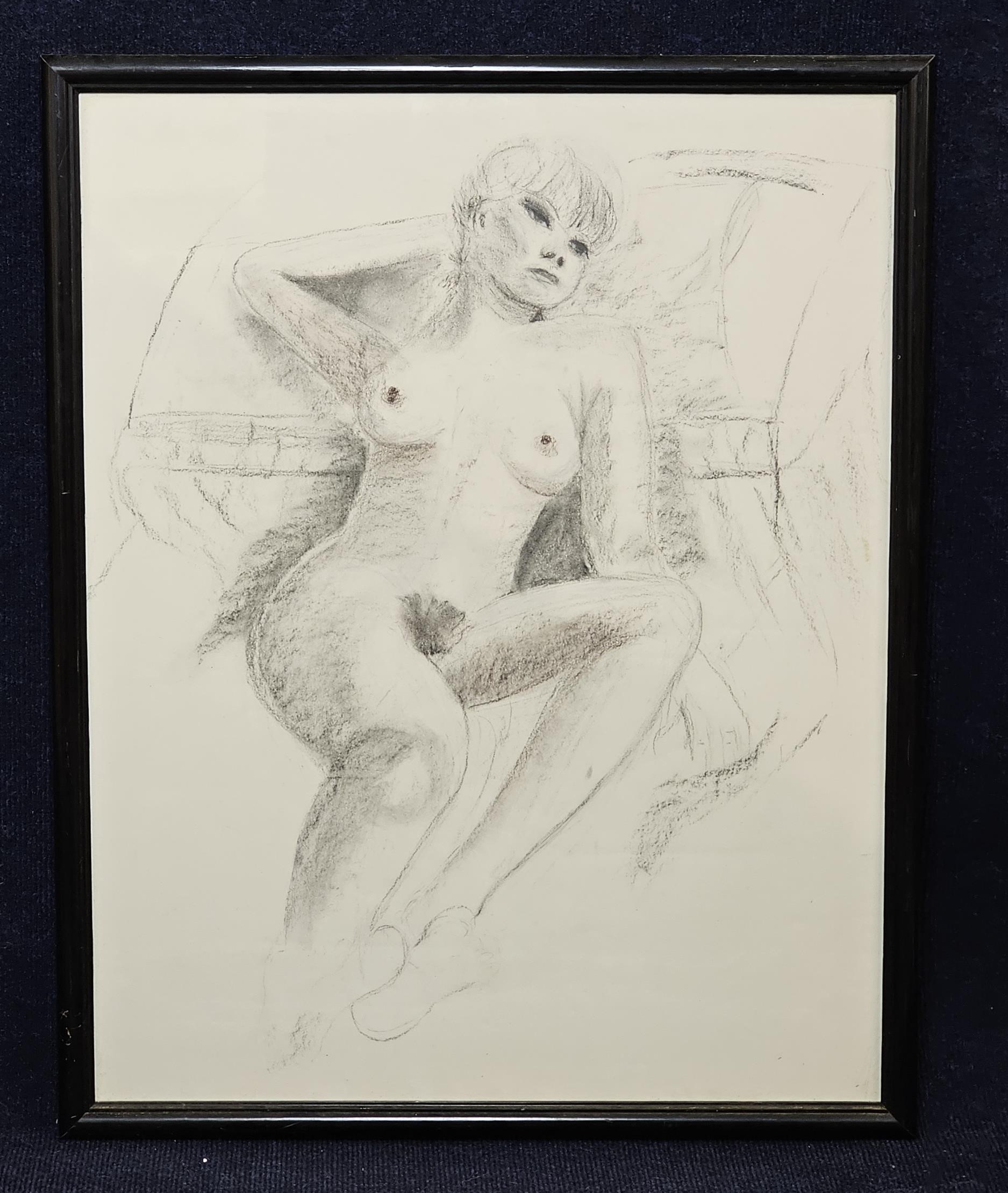 Pencil sketch of a lady. H.76 W.60cm. - Image 2 of 4