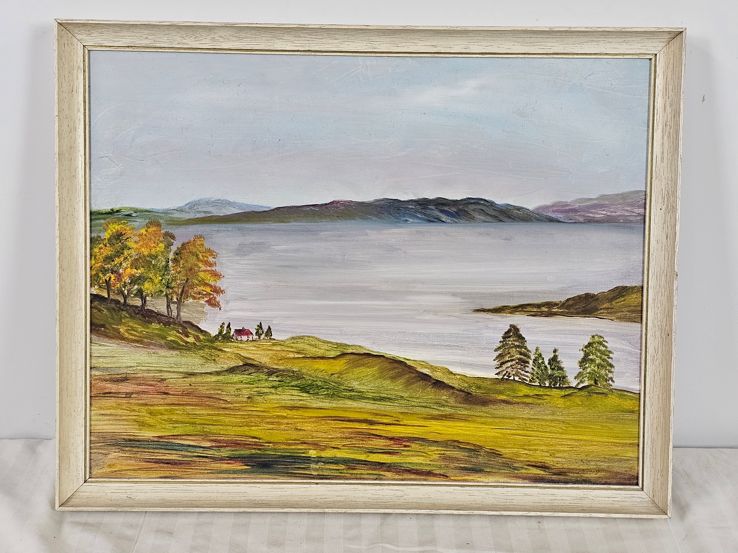 Oil on board, loch scene, within a white painted frame - Image 2 of 5