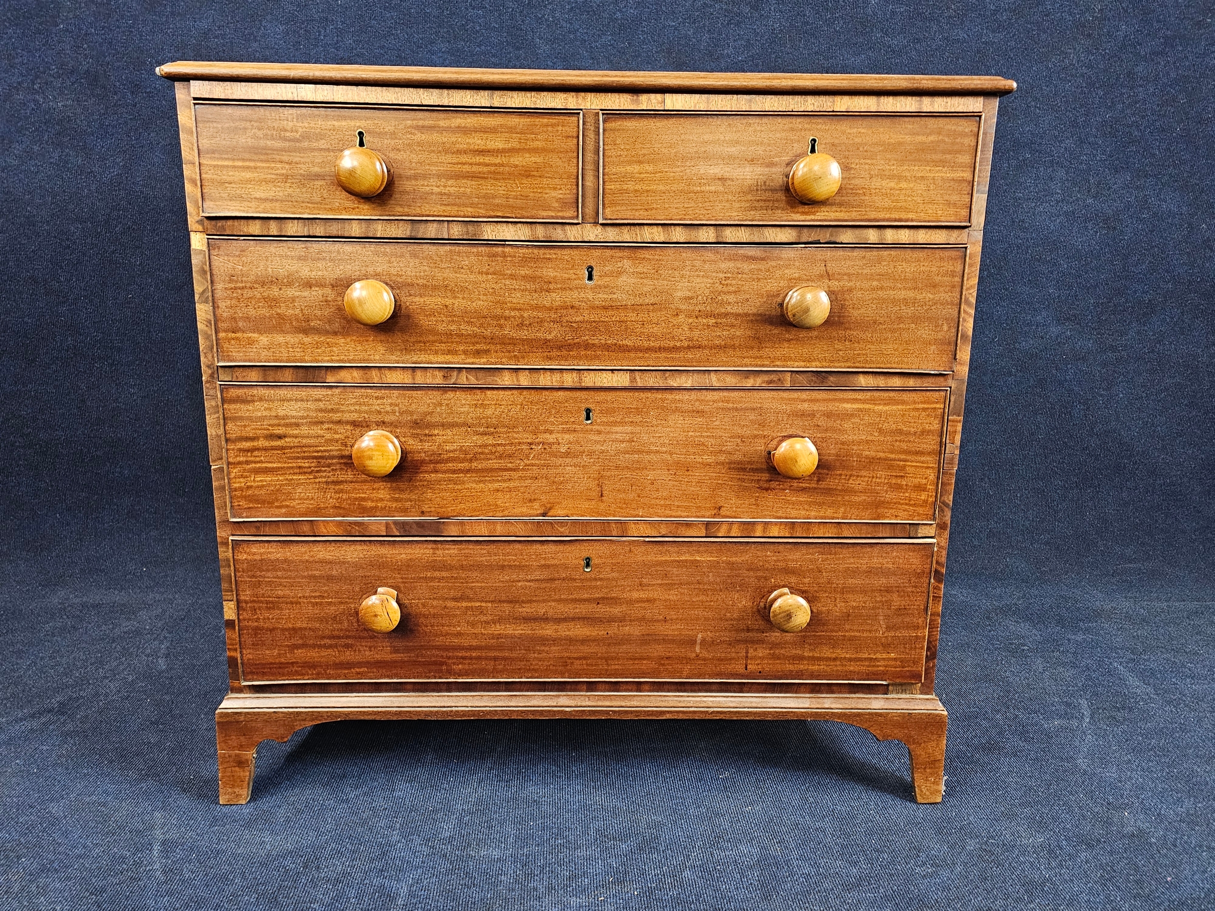 A Victorian mahogany chest, in two sections, possibly used for campaigns. H.95 W.99 D.55cm.