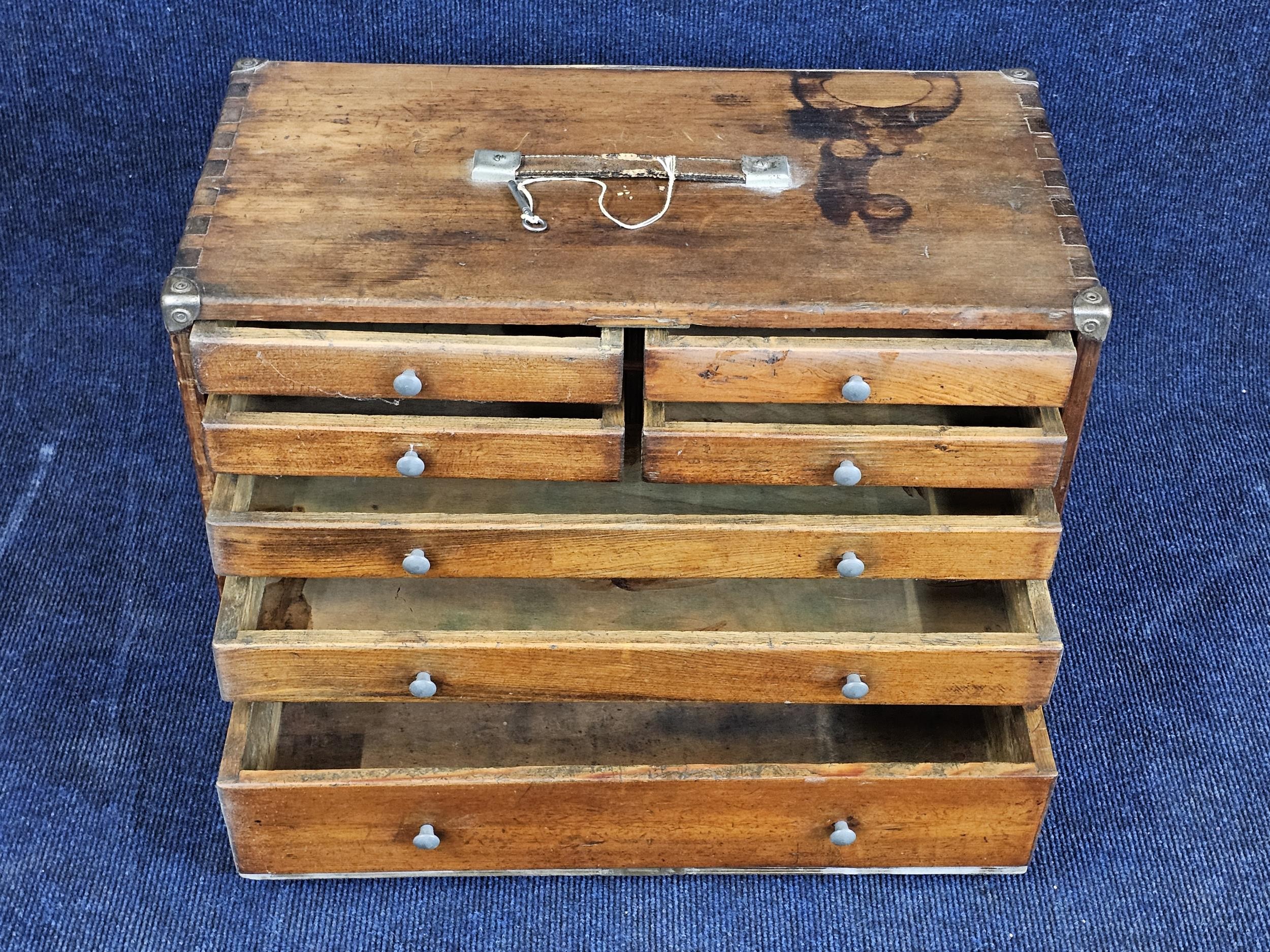 A Neslein style Engineers Tool Chest with key. H.36 W.51 D.26cm. - Image 8 of 10