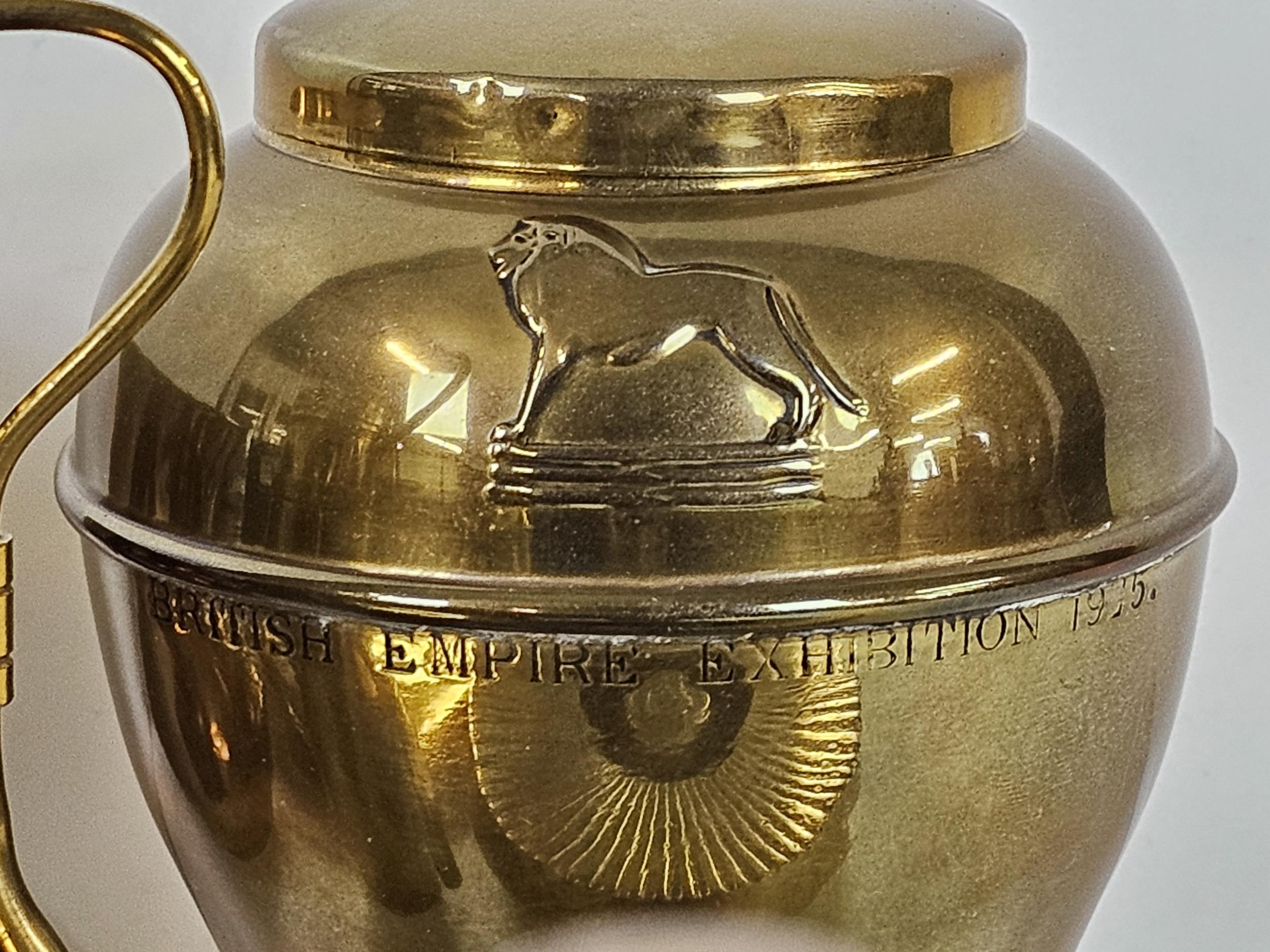 Large quantity of brass items including a Lipton British Empire Exhibition tea caddy and a desk - Image 3 of 7