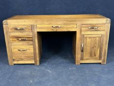 A modern hardwood pedestal desk. H.80 W.170 D.55.cm