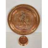 Breweriana. Two collectable Johnny Walker copper trays W.34cm.