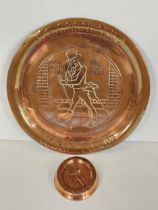 Breweriana. Two collectable Johnny Walker copper trays W.34cm.