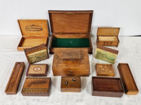 An extensive collection of various wooden boxes