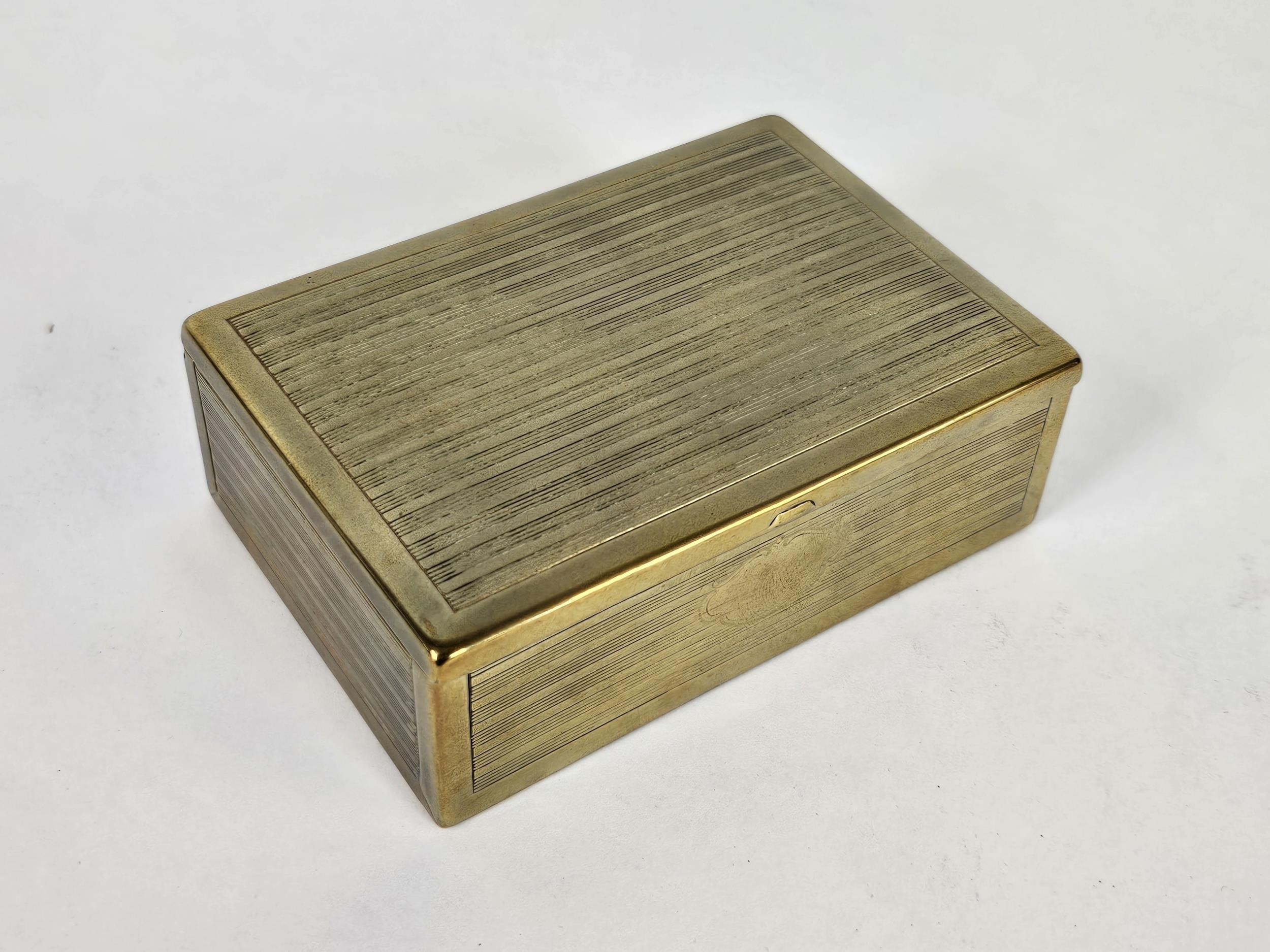A good collection of brass boxes including a Trench Art cigarette box. - Image 9 of 9