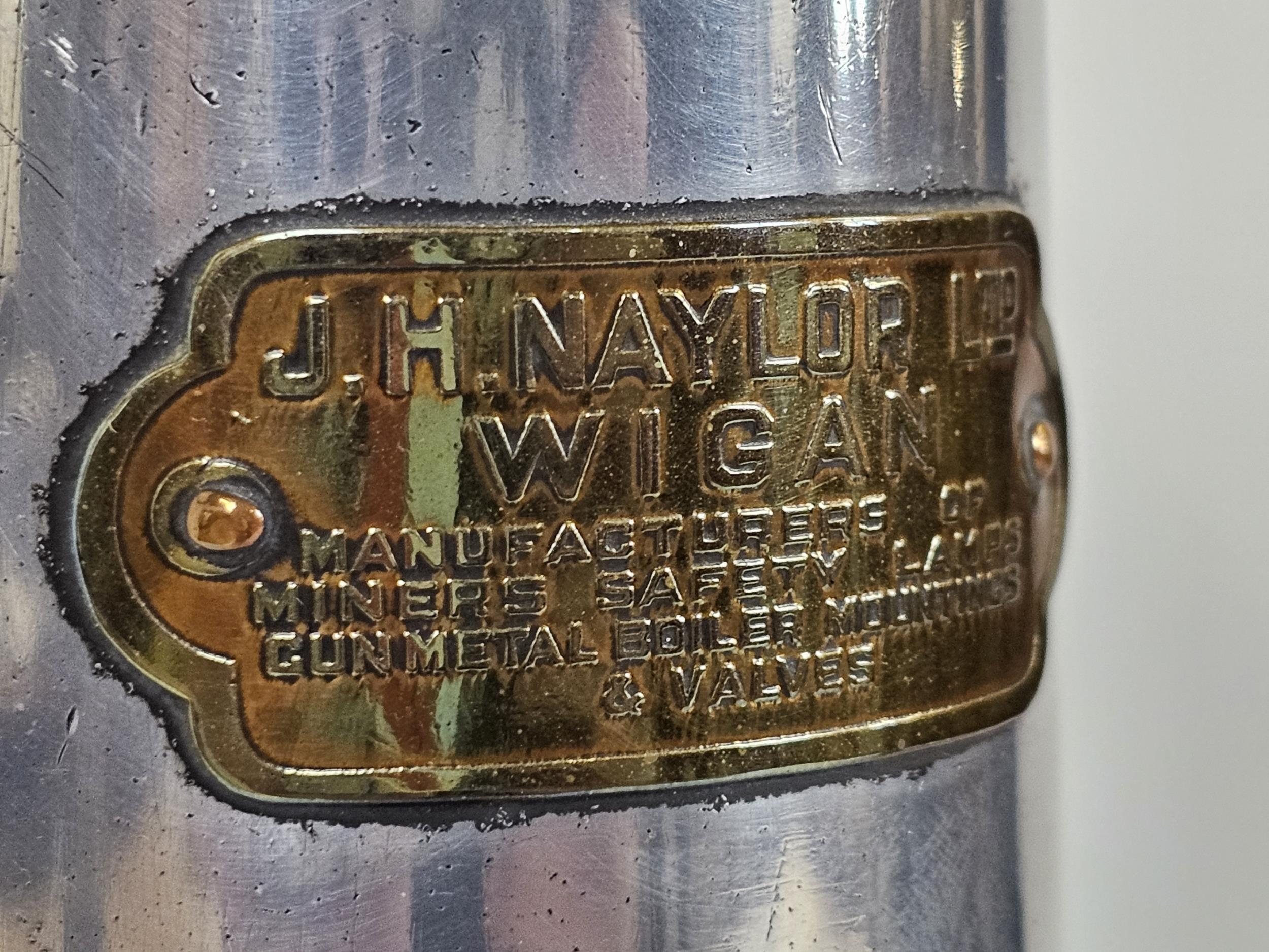 Three miner's lamps, including a Thomas and Williams, J H Naylor of Wigan, and another. Largest is - Image 8 of 17