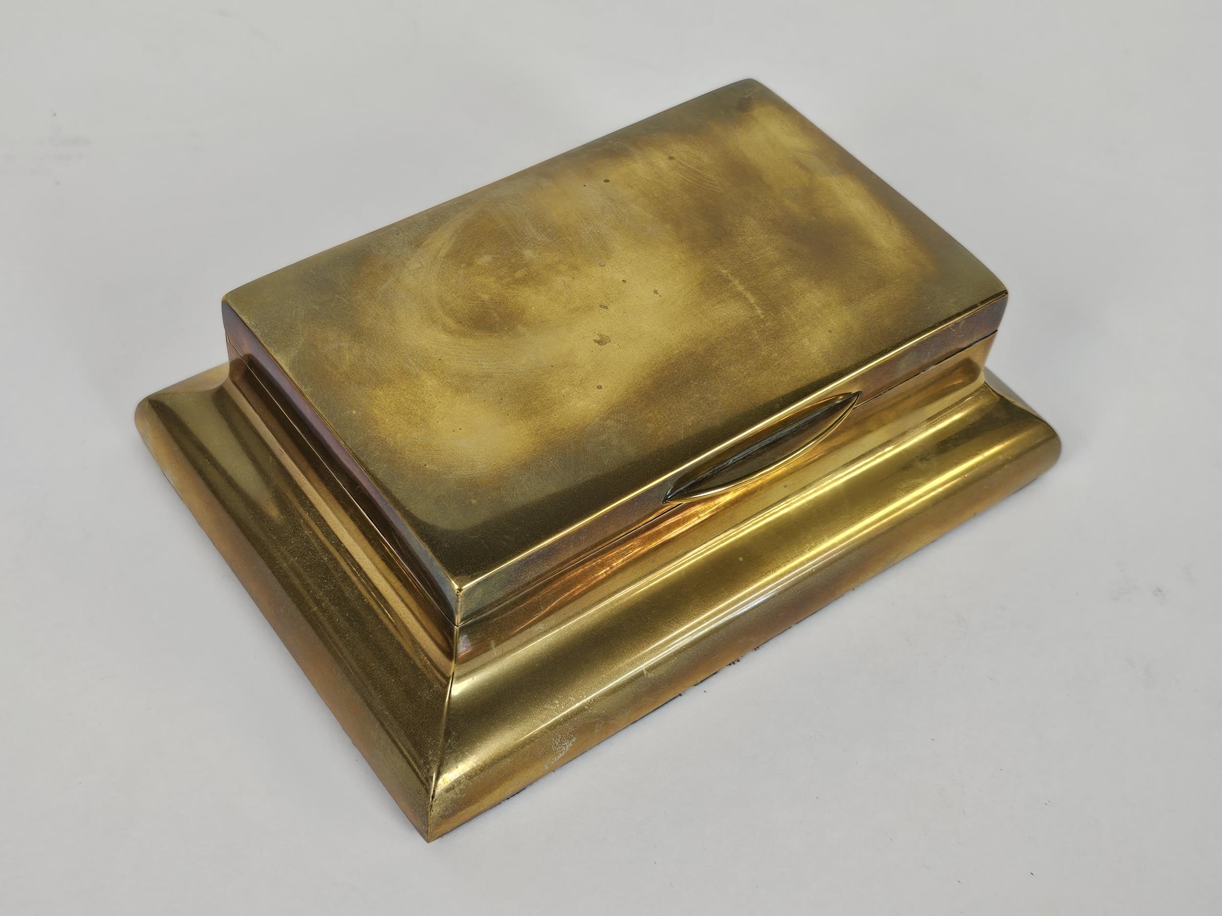 A good collection of brass boxes including a Trench Art cigarette box. - Image 6 of 9