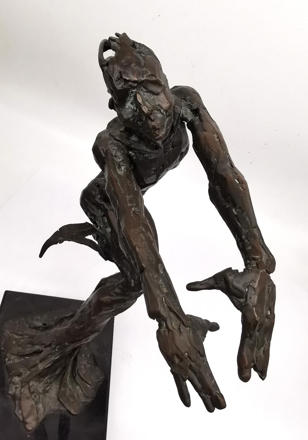 Samantha Keil, British, 20th Century, a stylised bronze figure of a leaning dancer with arms out - Image 8 of 10