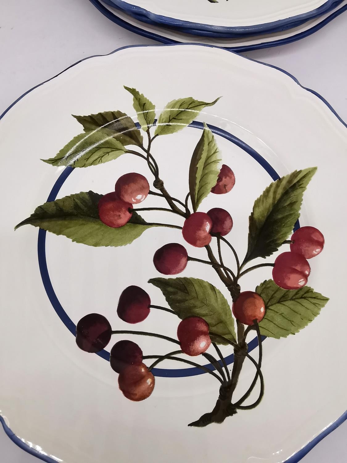 A set of ten dinner plates by 'Colefax and Fowler' with fruit design. (3 x raspberry, 3 x - Image 3 of 7