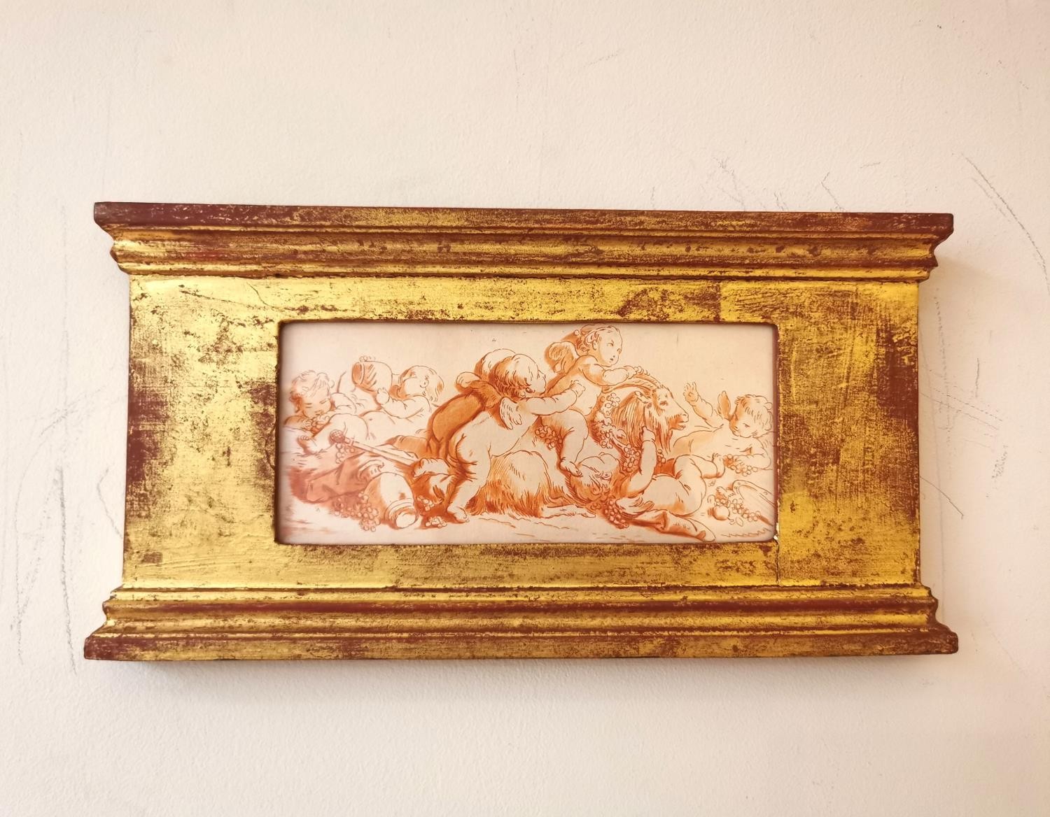 Three gilt framed and glazed 19th century engravings of putti, one sanguine. Gallery label verso. - Image 14 of 20