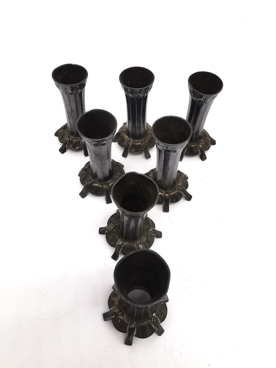 A set of seven WMF silver plated Art Nouveau stylised floral design table candle holders. Numbered - Image 2 of 6
