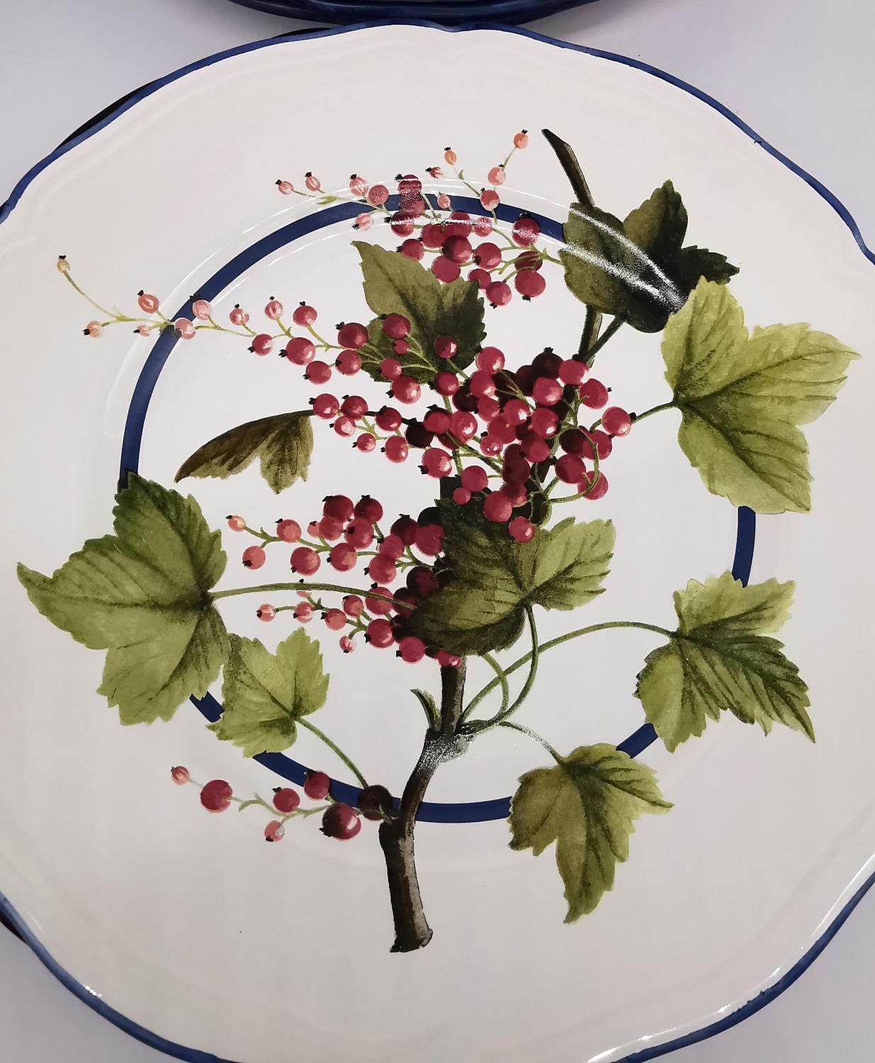 A set of ten dinner plates by 'Colefax and Fowler' with fruit design. (3 x raspberry, 3 x - Image 4 of 7