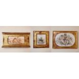 Three gilt framed and glazed 19th century engravings of putti, one sanguine. Gallery label verso.