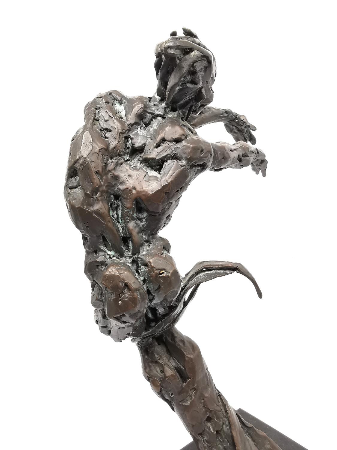 Samantha Keil, British, 20th Century, a stylised bronze figure of a leaning dancer with arms out - Image 6 of 10