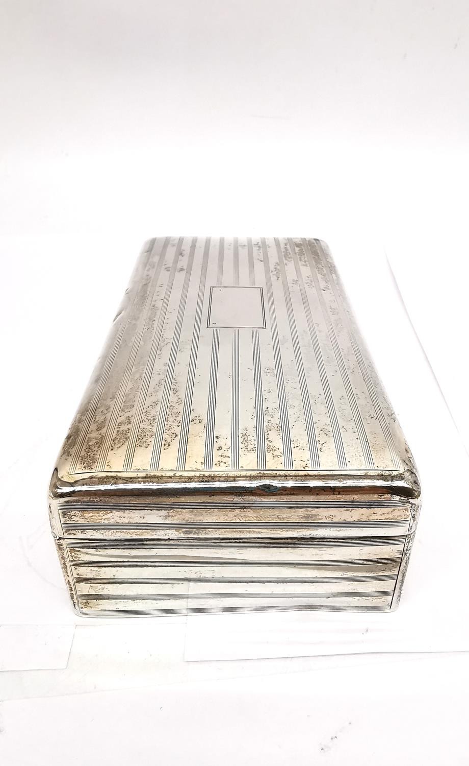 Two silver cedar lined cigarette boxes, one by William Neale with engraved monogram and geometric - Image 9 of 11