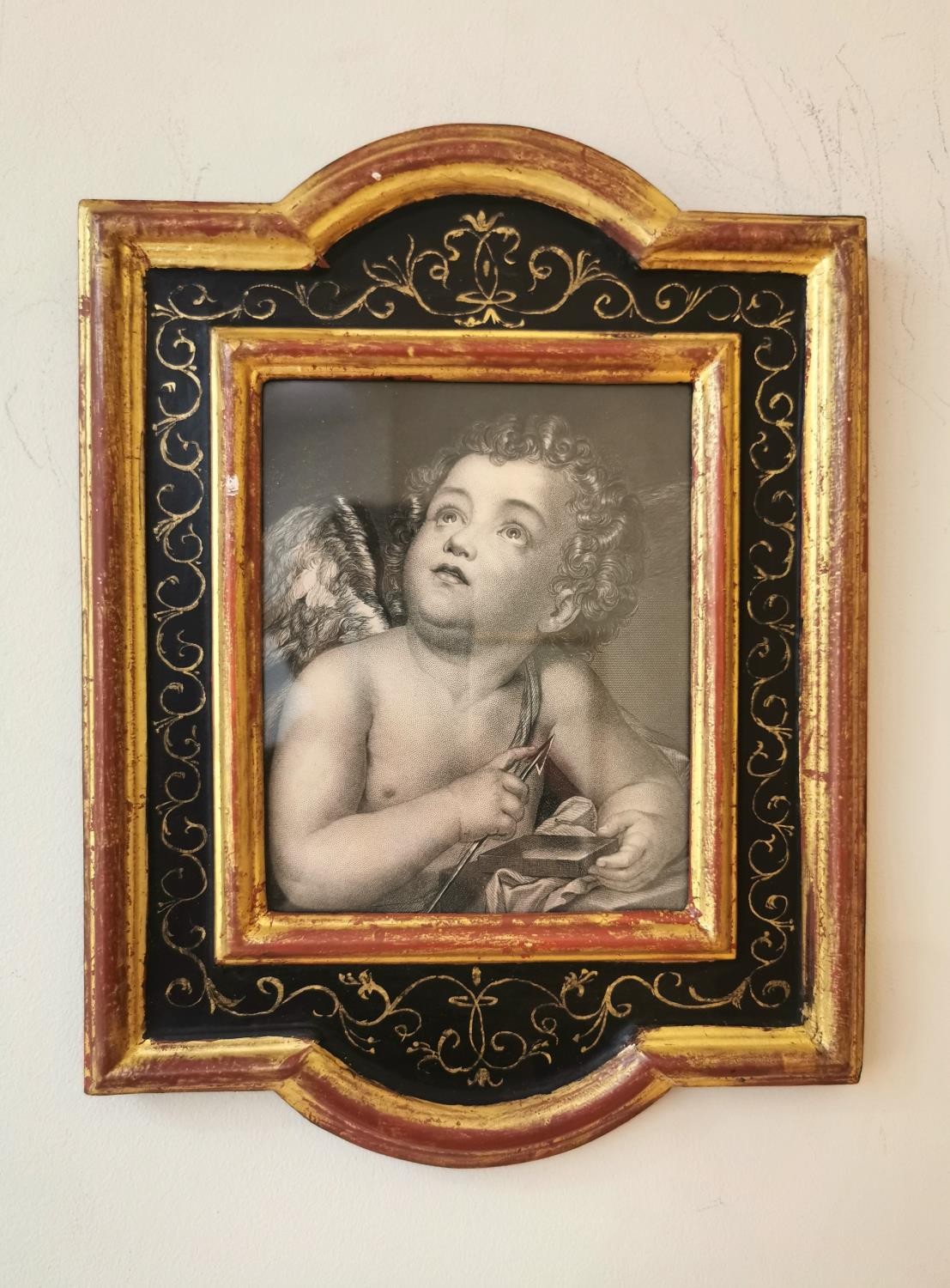 Two 19th century framed and glazed classical engravings of putti. Gallery label verso. H.40 x 29cm - Image 9 of 12