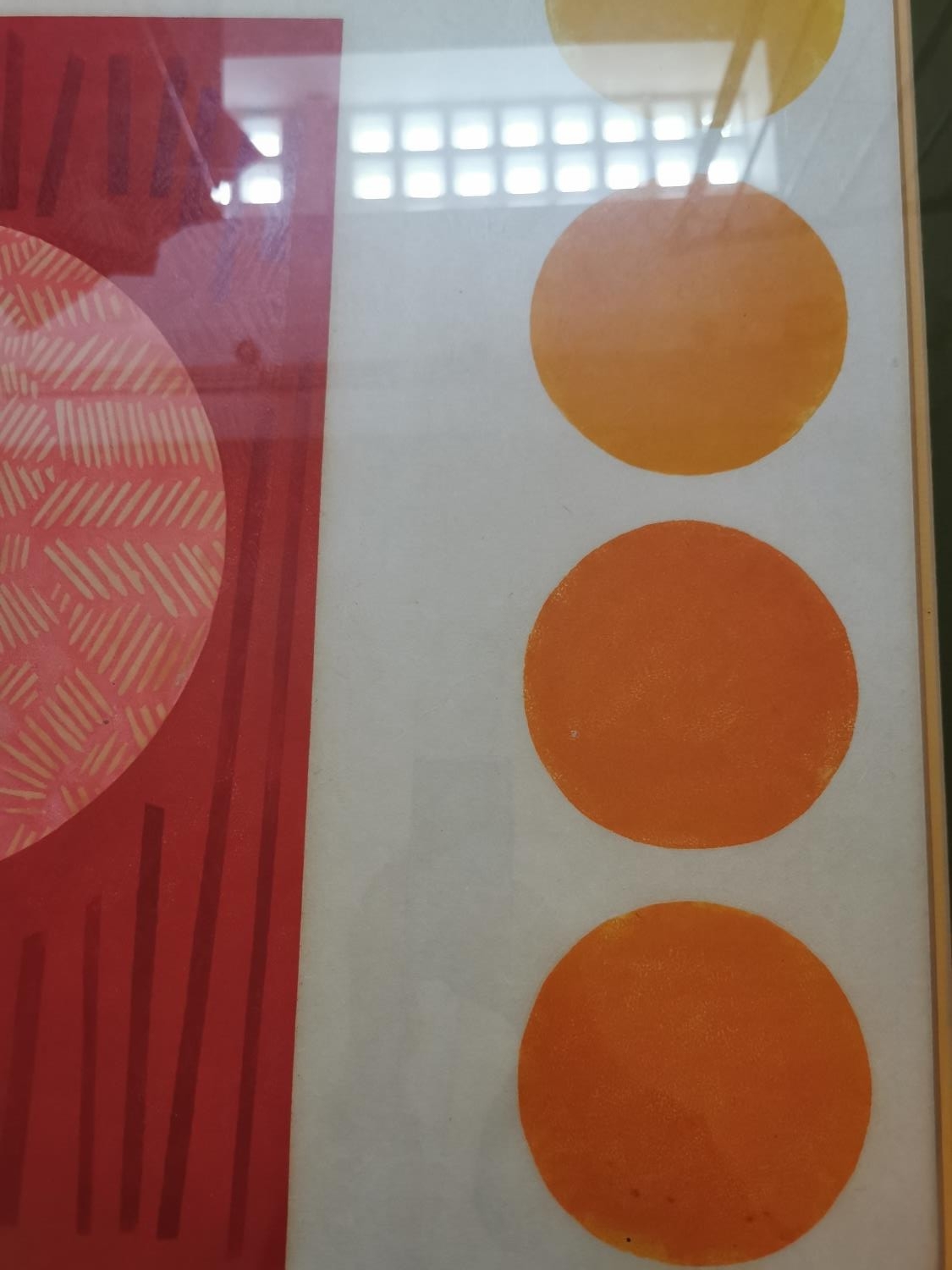 Kati Casida, Norwegian, Coloured Lithograph, 'On The 7th Day He Rested' orange and yellow circles - Image 5 of 8