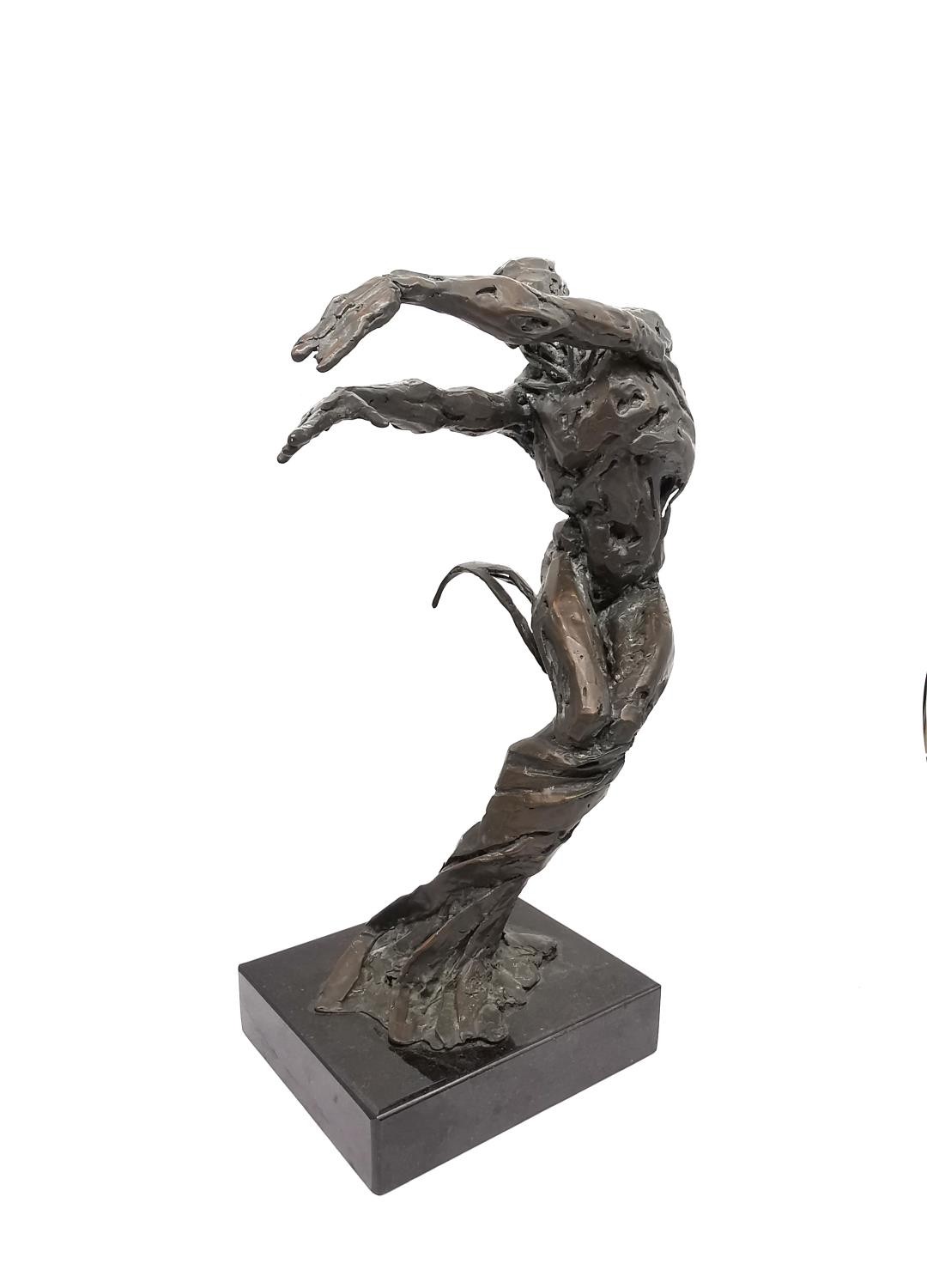 Samantha Keil, British, 20th Century, a stylised bronze figure of a leaning dancer with arms out - Image 2 of 10